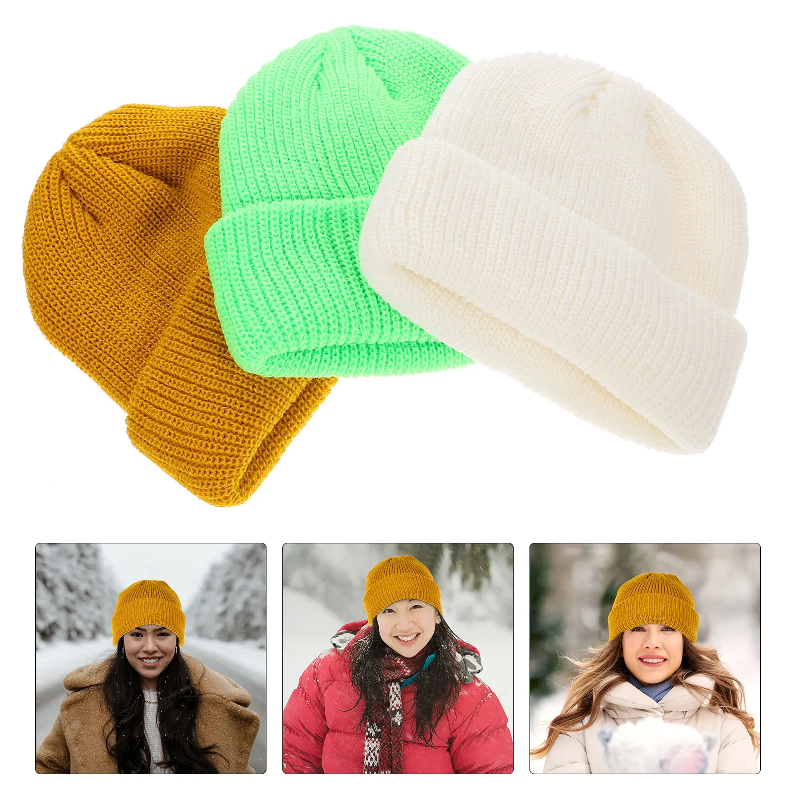 

3pcs Winter Knitted Hat Unisex Warm Beanie Thickened Ear Flap Cap For Men Women Winter Supply Decorative Sport Hat Washable
