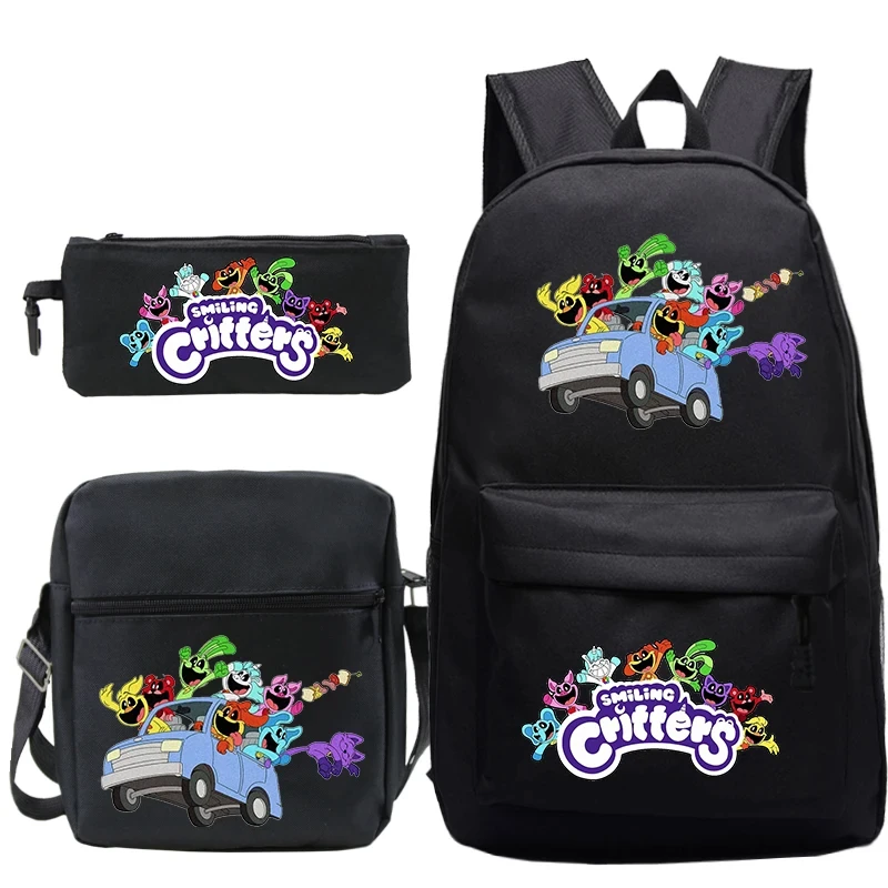 

3Pcs Smiling Critter Backpack Dogday Rucksack Teenagers Boys Girls School Bags Kids Travel Shoulder Knapsack