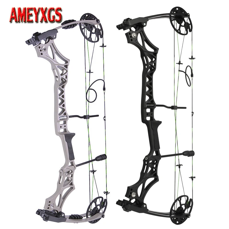 30-70lbs Archery Compound Bow M129 Pulley Bow Black Gray Magnesium Alloy Riser 320fps Arrow Speed Right Hand Shooting Hunting