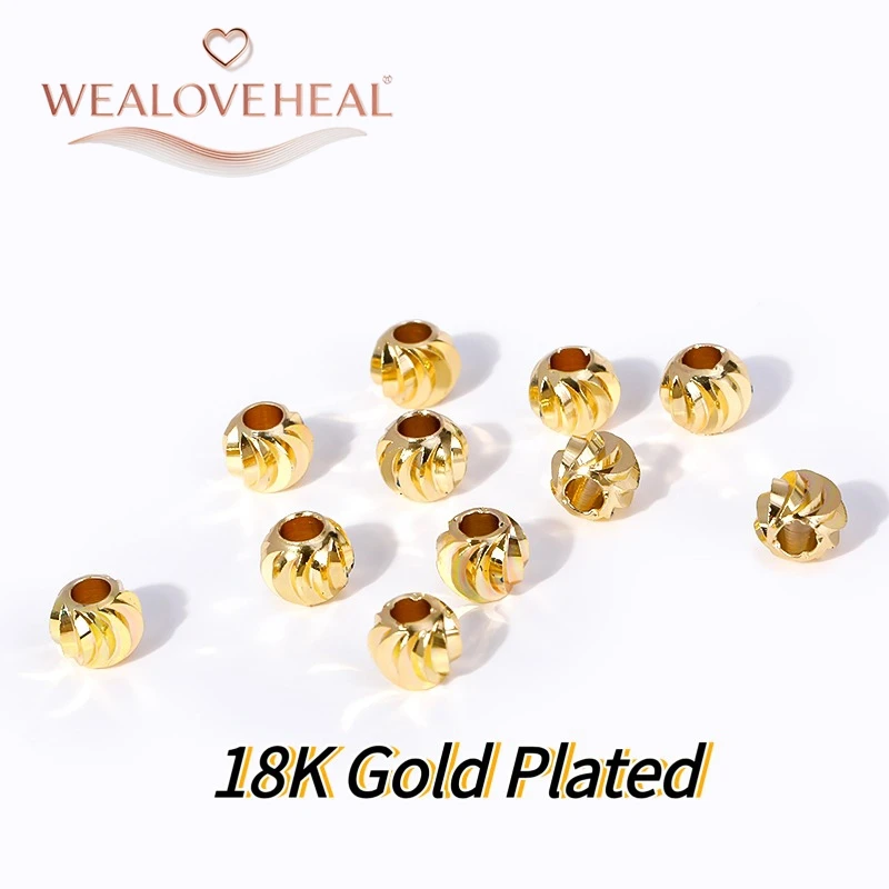 18K vergoldete Messing-Blumen-Abstandsperlen 2,5-6mm facettierte runde Metallperlen für DIY Schmuck Armbandherstellung Zubehör – Detail 24