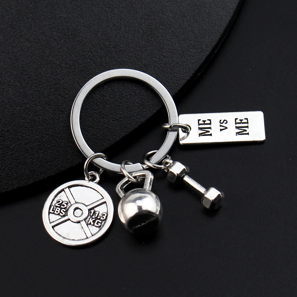 Strength Sports Barbell Dumbbell Charm Weight Fitness With Words Gym Crossfit Gifts Keyring Keychain Car Key Rings For Men Gift