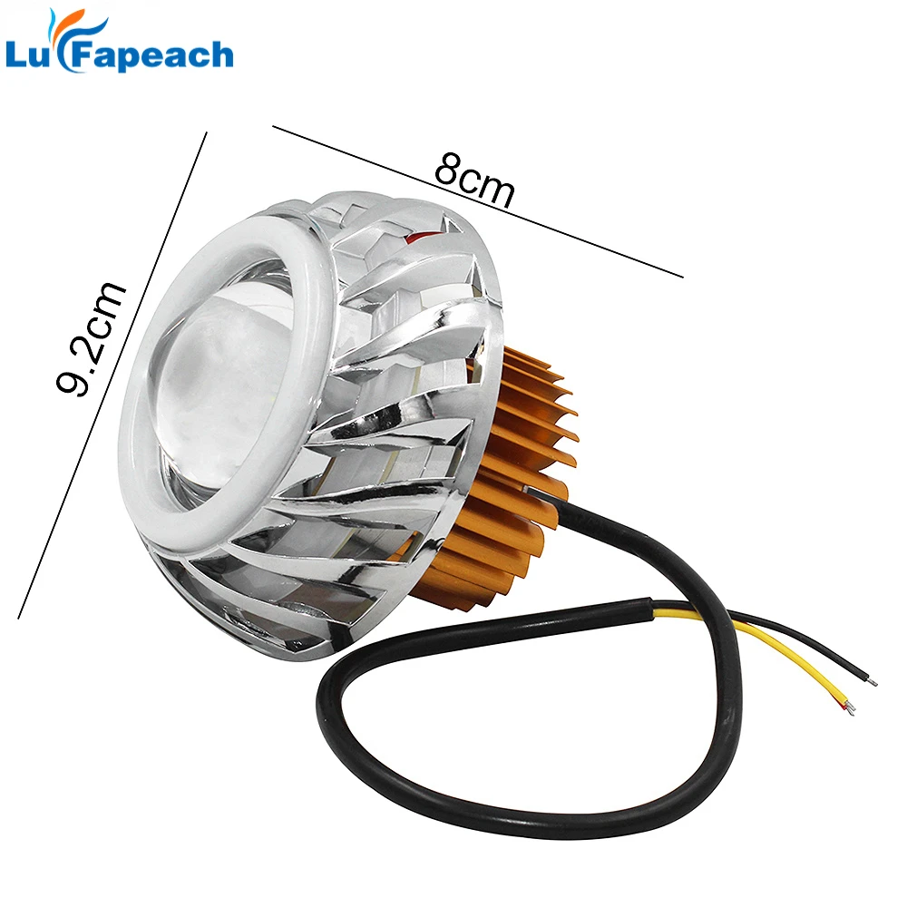 Motorcycle Headlight Motorbike 1000LM Moto Spotlights LED Projector Lens Dual Halo Angel Devil Eye Motorcycle Motos Accessories