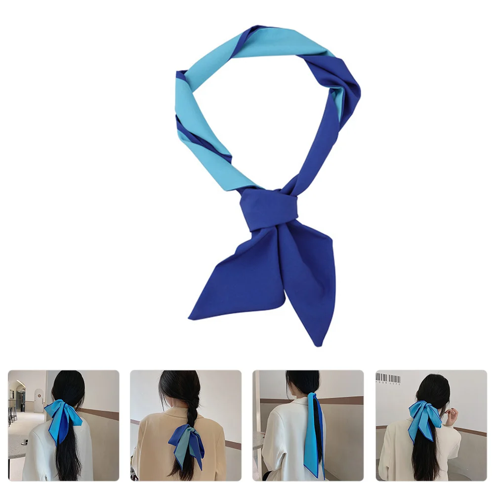 Accesorios para el cabello Diadema Pajarita personalizada Bufanda de cuerda para mujer Scrunchy Diadema con lazo azul Miss