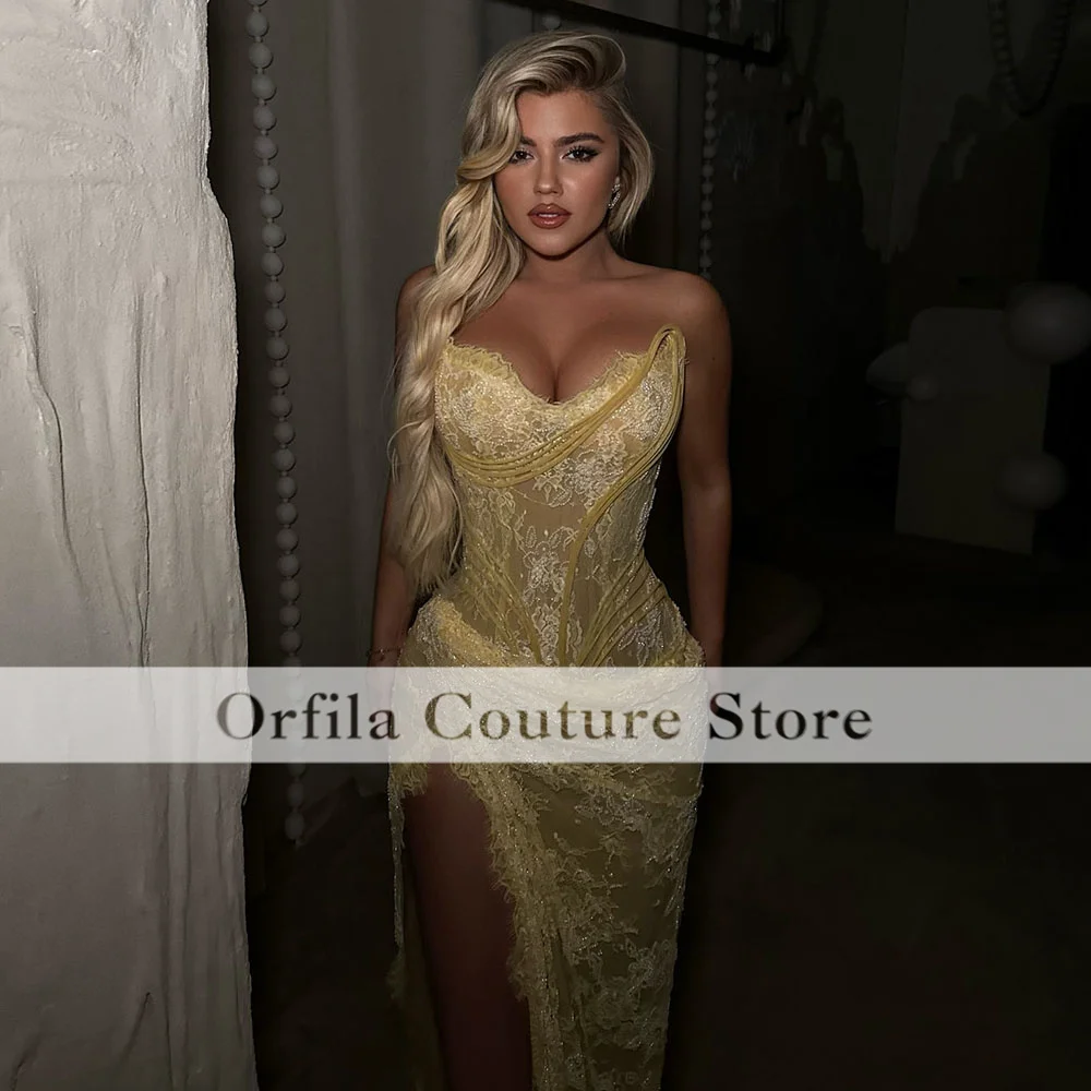 Vestidos de noite brilhantes sexy fenda vestido de baile querida aso ebi roupa de festa segunda recepção vestidos personalizados