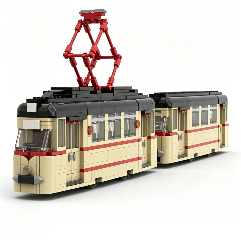 1023PCS Gotha T57 Tramway Train Model Urban Transportation Building Blocks DIY Assembly Educational Toy Railway Fans and Display