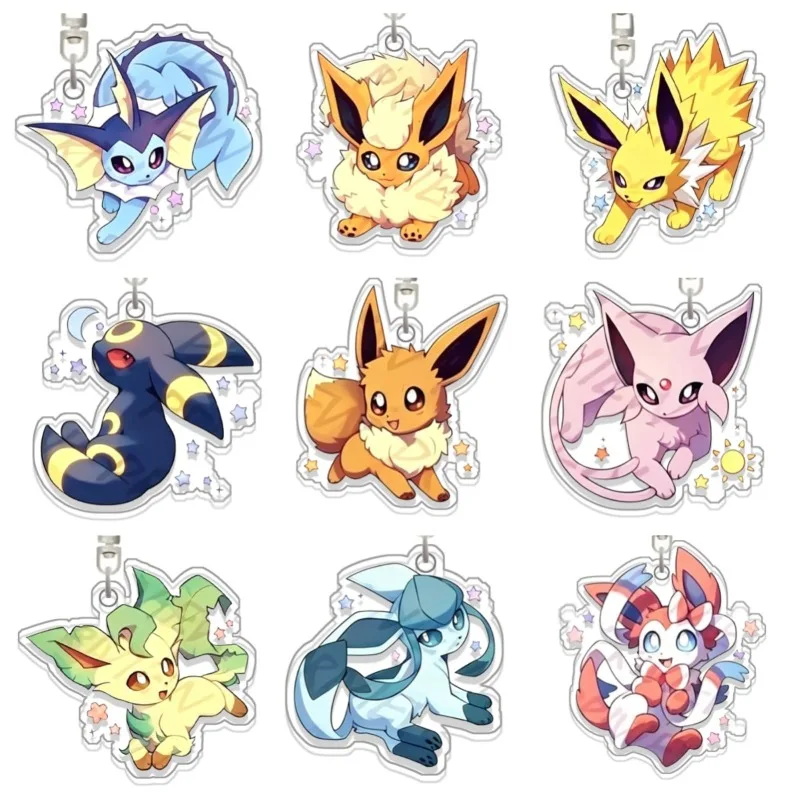 

Jolteon Flareon Eevee Espeon Sylveon Glaceon Leafeon Original Acrylic Handmade Cute Cartoon Anime Keychain Pendant Toy Gift