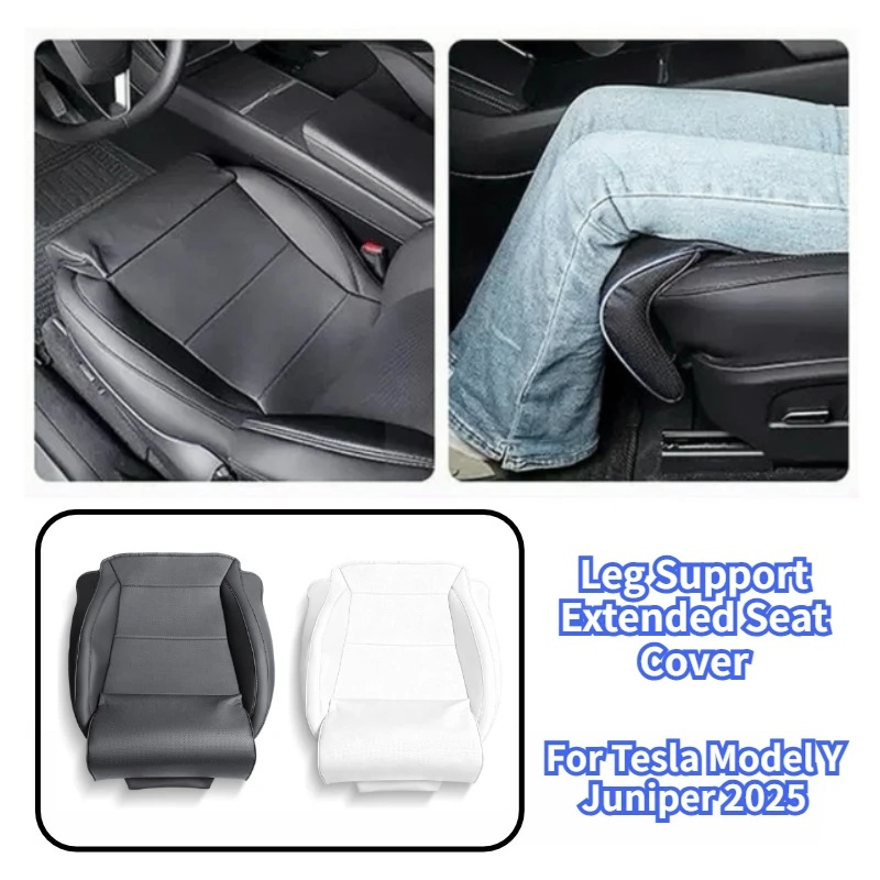 Seat Extender Leg Cushion for Tesla Model Y Juniper 2025 Driver and Co Pilot Leg Rest Leather Breathable Non-slip Car Seat Cover