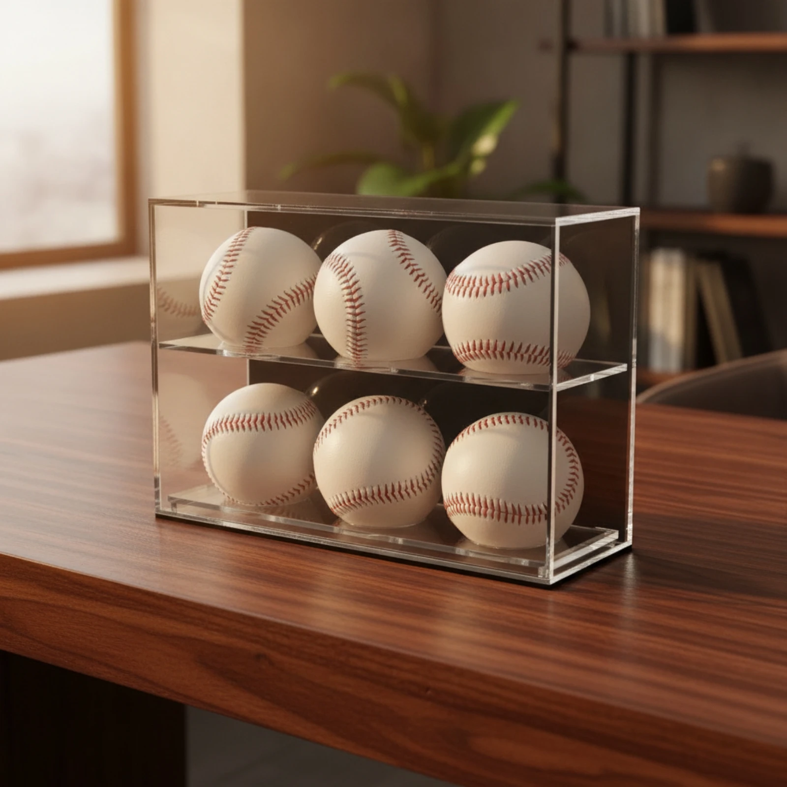 Acrylic Baseball Display Case with Shelf Stable Baseball Memorabilia Display Case Adjustable Space-Saving for Sports Room