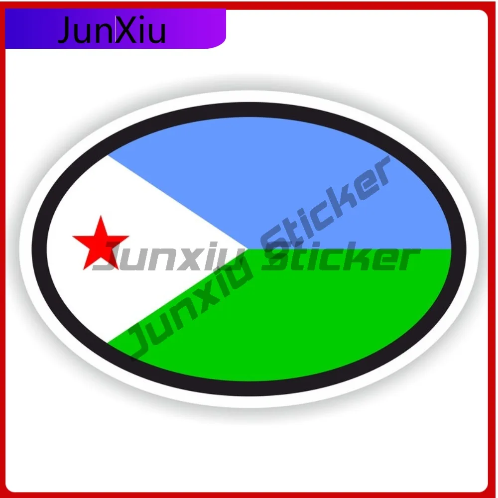 

Djibouti Flag Oval Sticker Waterproof Decals Custom Vinyl Decal Motorcycle Stickers Accessories For Women Car Scratch Cover Stic