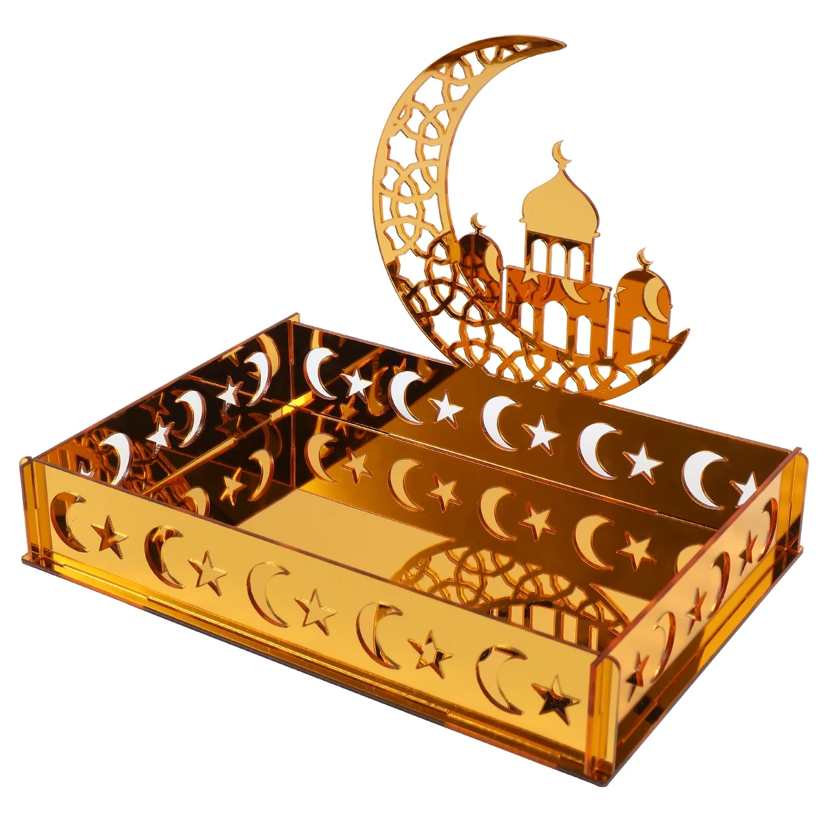 Ramadan Tray Table Centerpieces Plate Acrylic Ramadans Eid Mubarak Decorations for Home 2025 Islam Muslim Festival Party Gifts