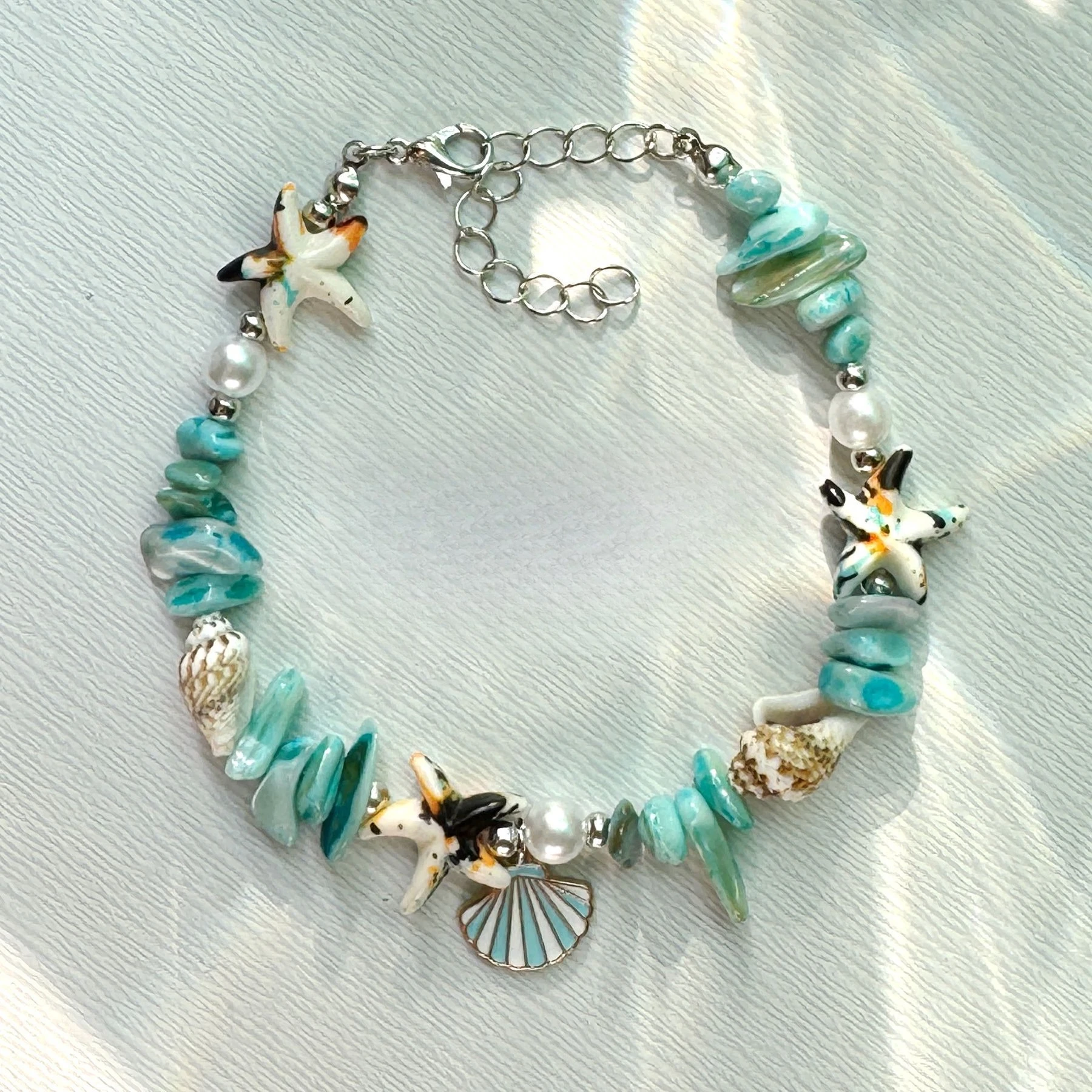 Bohemian Starfish Conch Beads Bracelets For Women Handmade Irregular Stone Beaded Bangles Beach Party Friendship Jewelry Gift