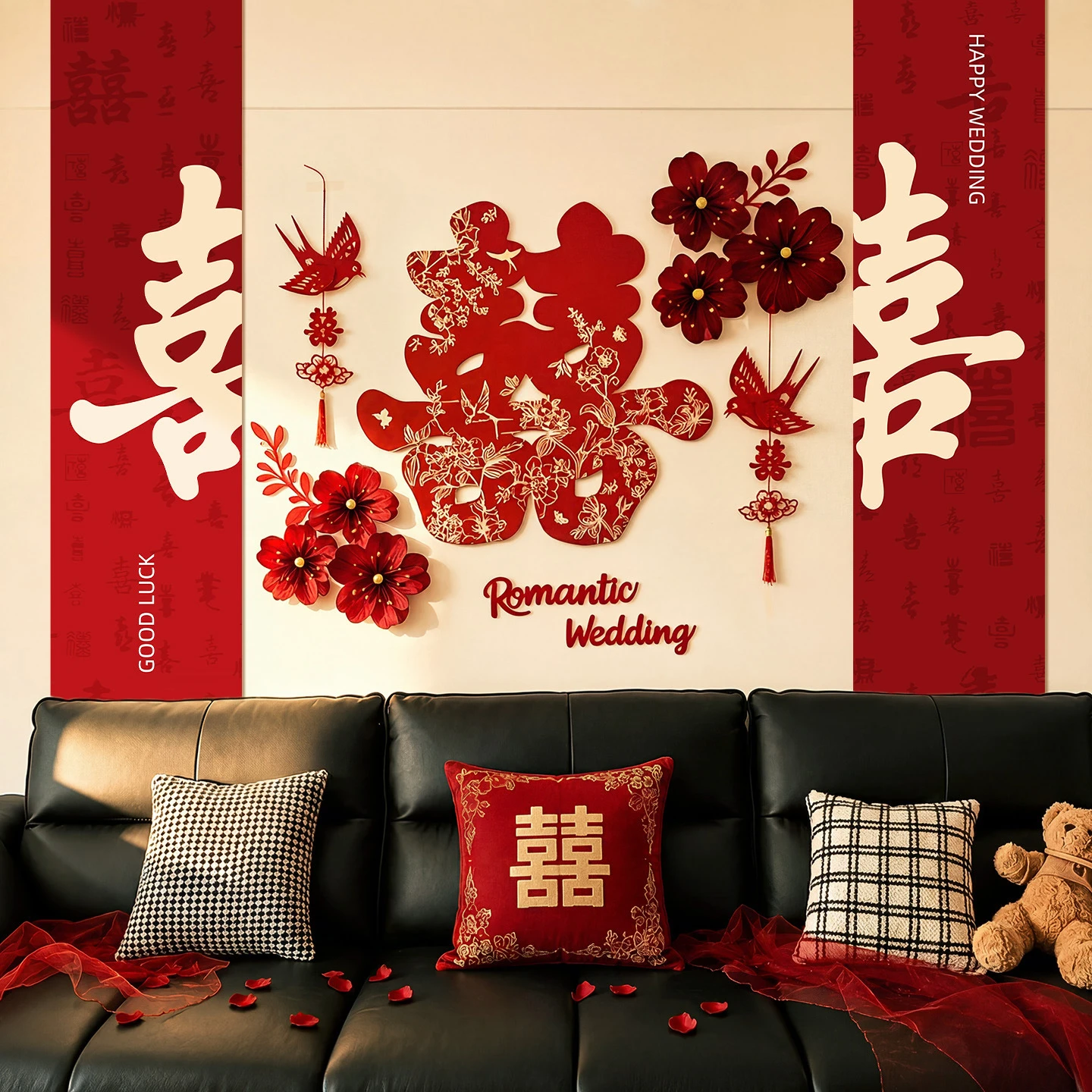 Wedding Home Decor Set: Living Room Sofa Backdrop Wall Decor for the Bride and Groom's New Home Bedroom - Xizi KT Board