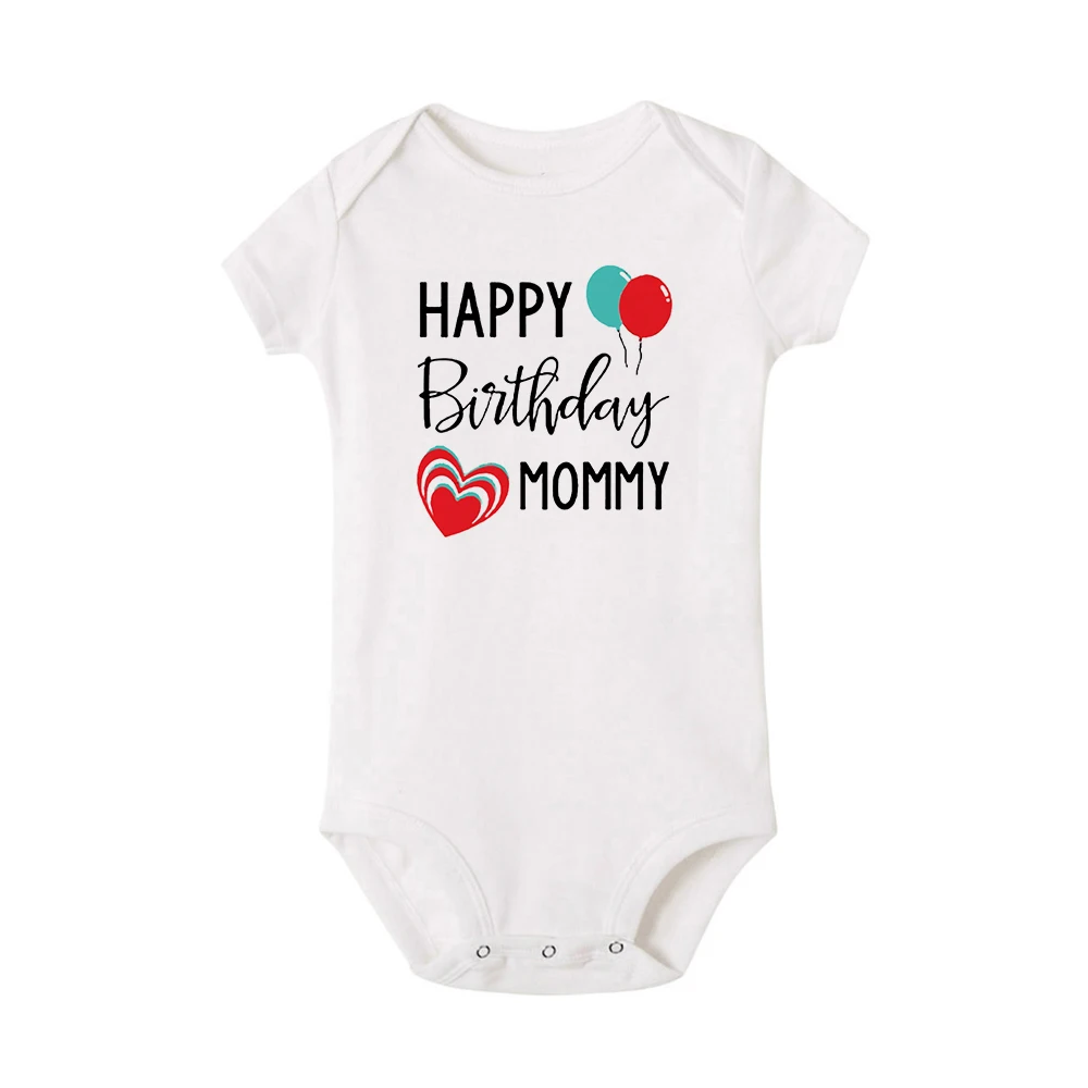 Happy Birthday Daddy Mommy Baby Boys Girls Romper Bodysuit Infant Funny Letter Jumpsuit Outfit Toddler Party Clothes 0-24 Months