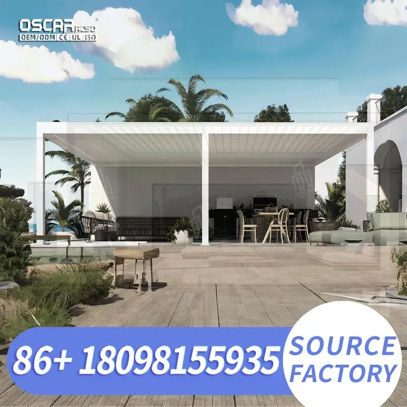 Retractable Pergola with Screen and Motor for Spa Poolside Beach Resort Wellness Leisure pergola