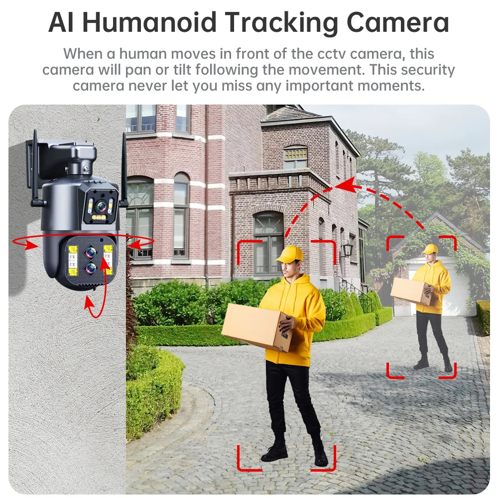 DIFANG 10X Zoom WiFi Security Camera Outdoor, Auto Tracking， Color Night Vision, Two-Way Audio,  Wide Angle Wireless IP Camera