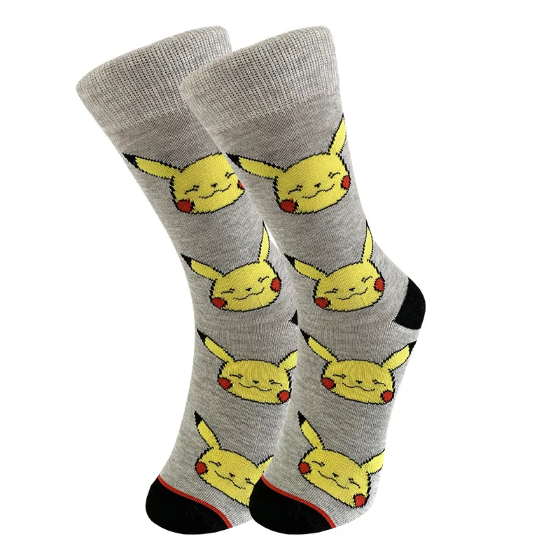 Pokemon modne średnie podkolanówki Anime rysunek Kawaii Pikachu Eevee Gengar unisex skarpetki sportowe moda męska oddychające skarpetki