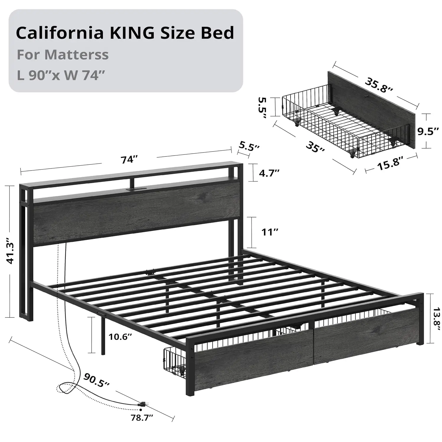 California King Storage Bed Frame 2