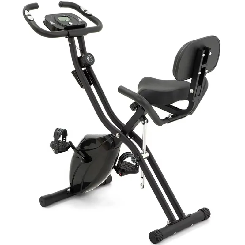 Folding Exercise Bike 10-Level Adjustable Magnetic Resistance Recumbent Foldable Stationary Bike for Home Use