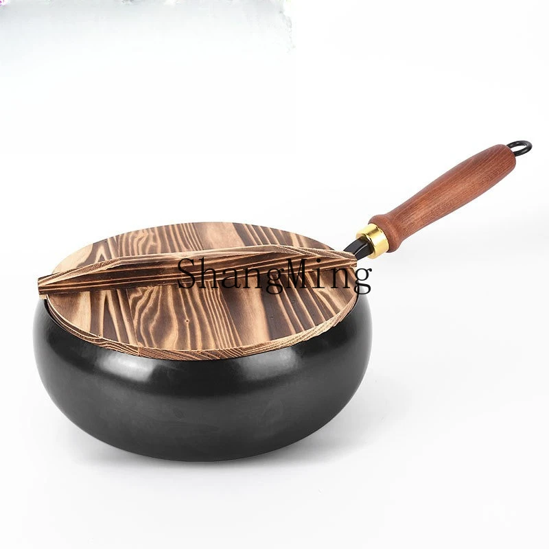 

DSA Household Hammer Belly Iron Pot Deepened Hand Forged Wrought Iron Wok Uncoated Household Small Saucepan