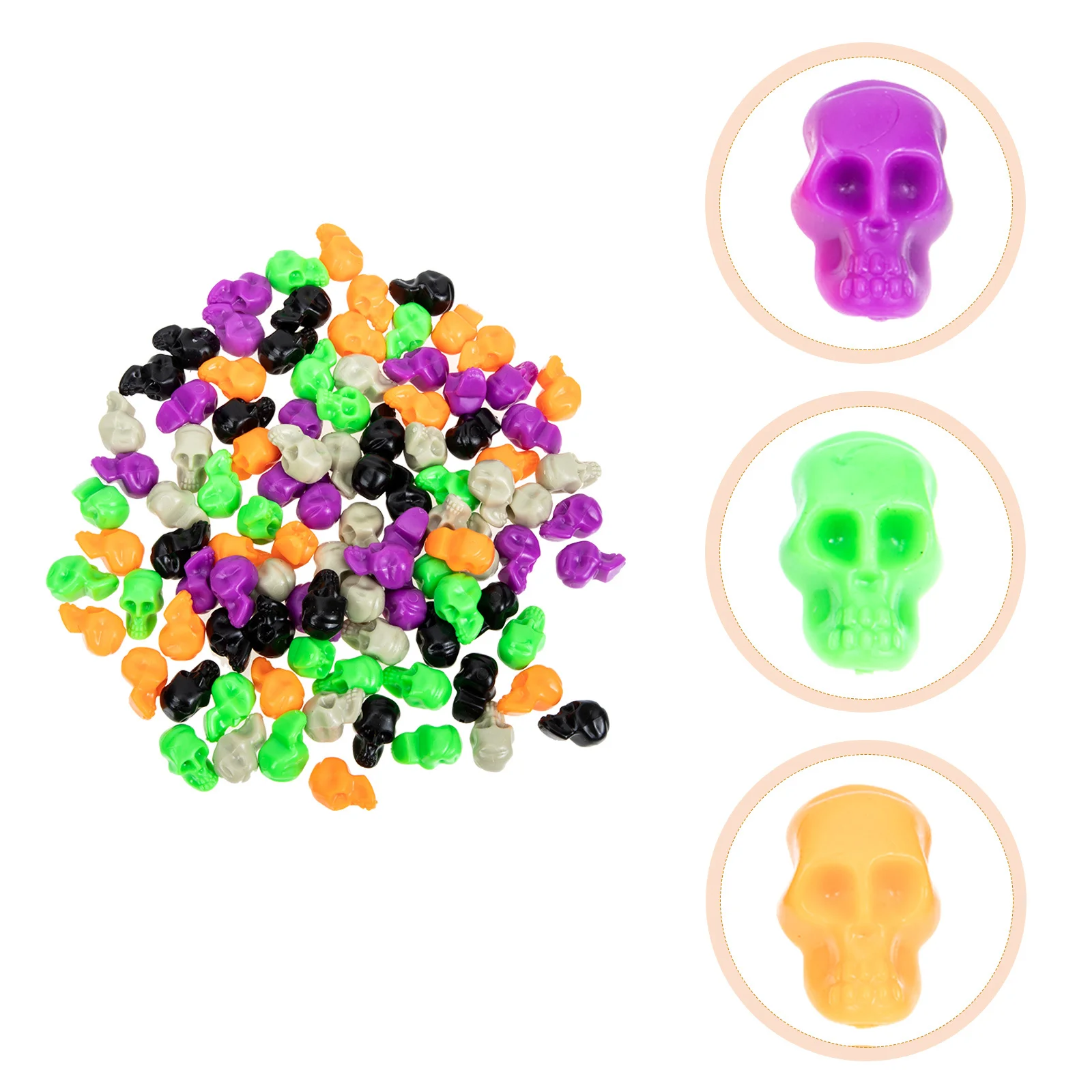 

100Pcs Skull Head Decorations Plastic Small Skulls Halloween Party DIY Craft Horror Movie Props Plastic Small Skull