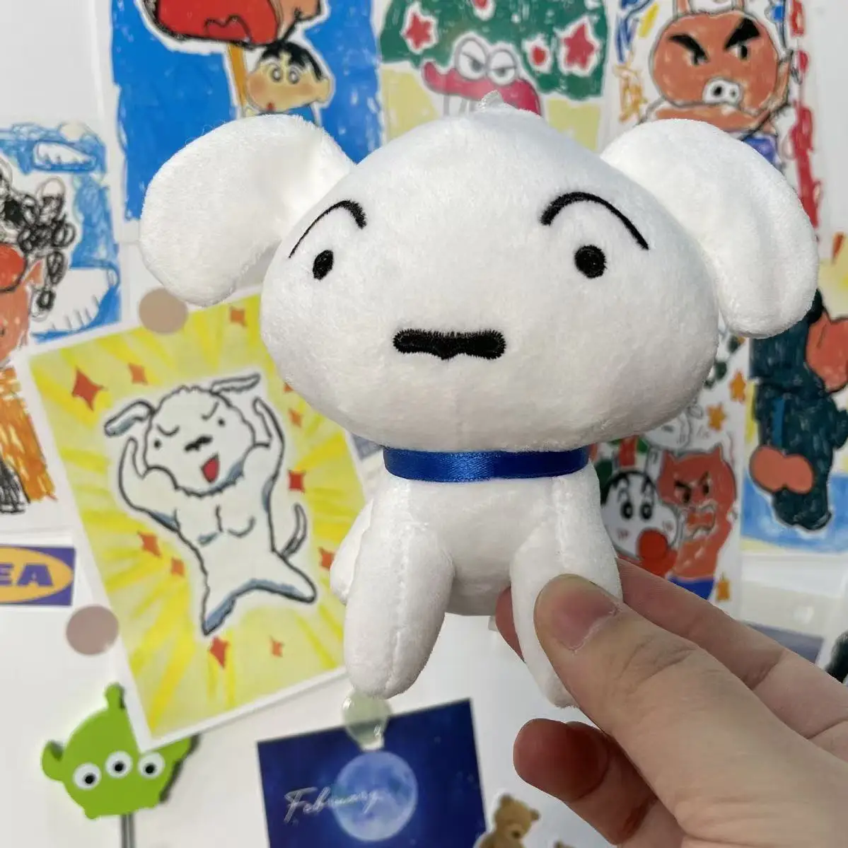 Crayon Small New Plush Pendant Japanese Small White Dog Cartoon Toy Backpack Bag Key Chain