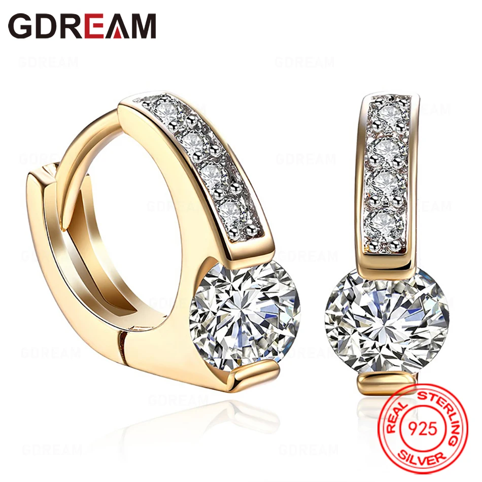 

GDREAM 925 Sterling Silver Zircon Gold Clip-On Earrings - Simple, Versatile, And Everyday Accessories For Women