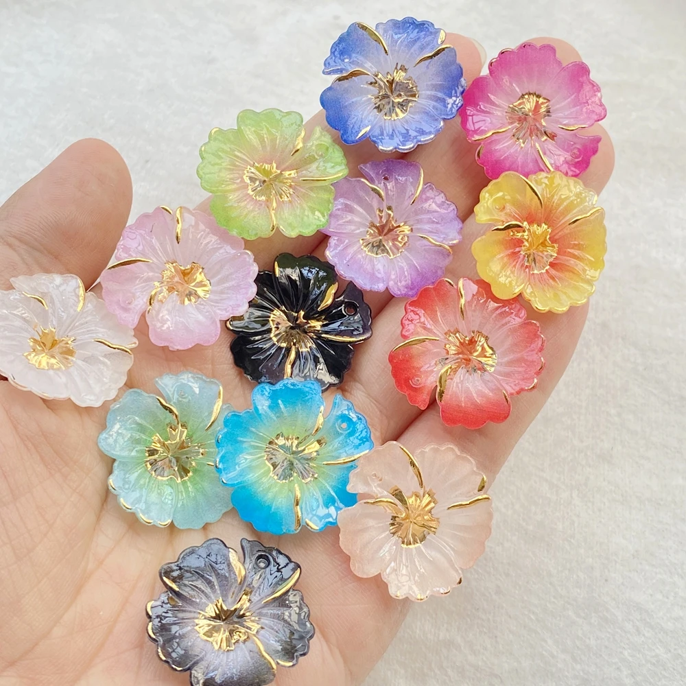 20 قطعة زهرة أكريليك لامعة صغيرة مسطحة الظهر ثقب واحد حجر الراين فلاتباك حلية صنع المجوهرات مانيكير Hairwear اكسسوارات