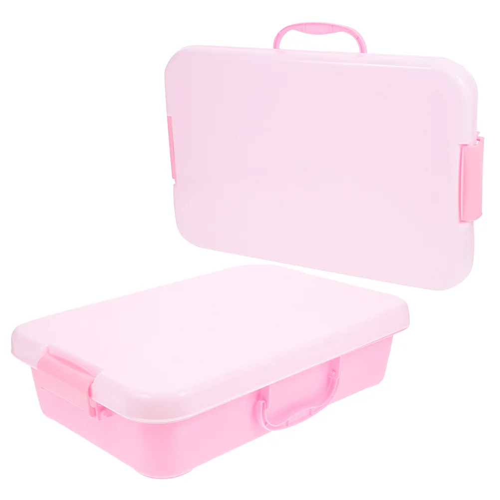 2 Pcs Beach Toys Kids Sand Table Storage Box Handheld Sandbox Tray Large Plaything Pink Child