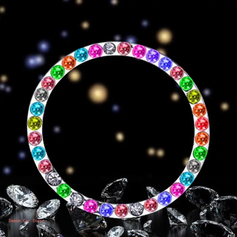 Car Ignition Diamond Sticker Styling for Rhinestone Bling Decor Circle Cover Dec