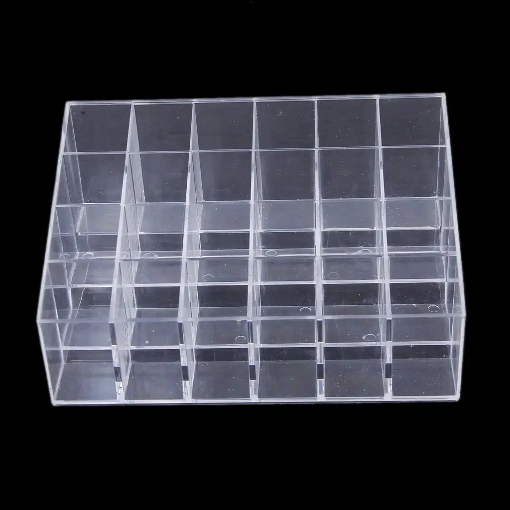 Acrílico Batom Display Rack, unha polonês, Maquiagem Stand, 24 compartimentos