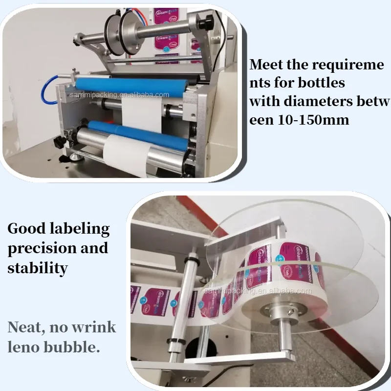 Etichettatrice automatica per adesivi su due lati con bottiglie rotonde in plastica e vetro ad alta velocità