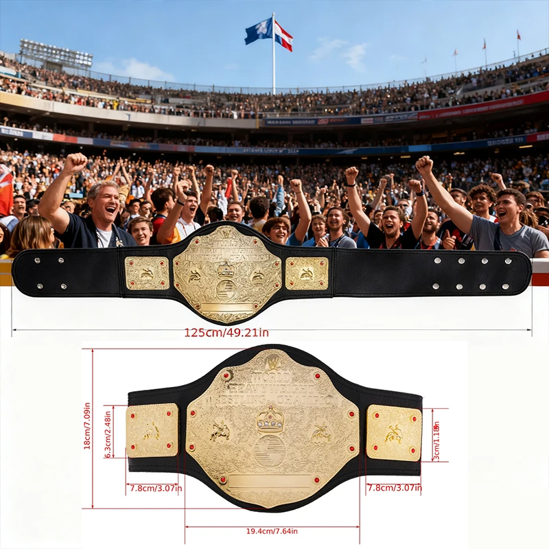 Gold Belt Model Wrestler Gladiator Electroplated Gold Belt Double Match Sambo Martial Arts Boxing Competition King Model image 3