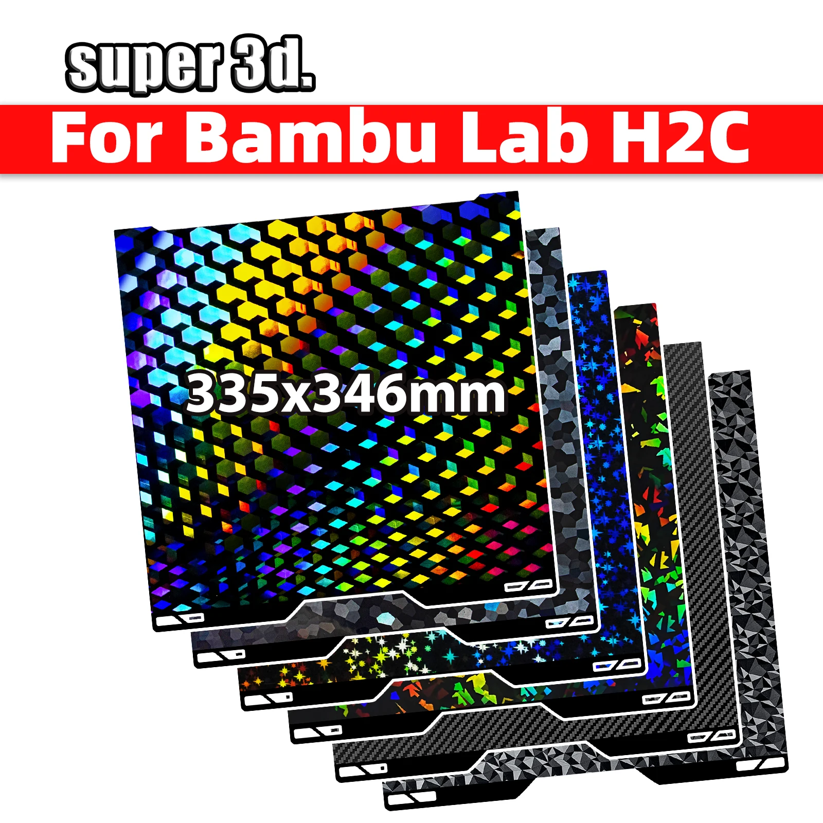 

For Bambu Lab H2C Bed Build Plate Bambulab Smooth 335x346 Bamboo PET 3D Printer Sheet For Bambu Lab H2C Accessories Spare Parts