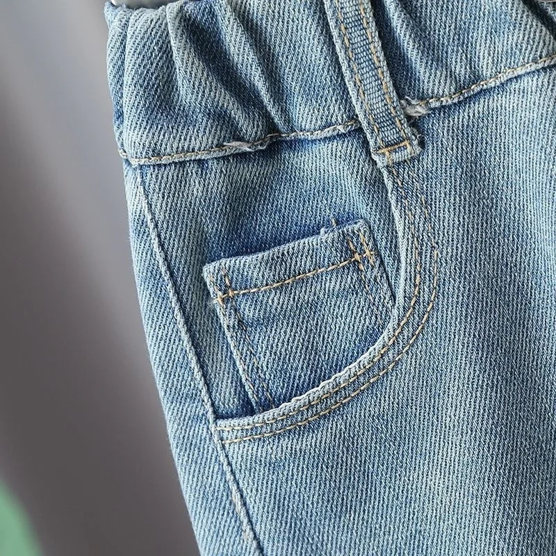 جينز بفتحات قطنية للأطفال، سراويل مريحة، سراويل كاجوال، ملابس مريحة، للأولاد والبنات، الأطفال، جديد، جودة ممتازة