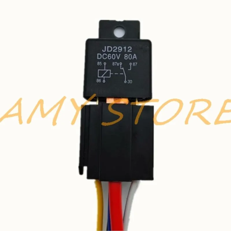 5/12/24/36/48/60/72/96VDC 4/5Pin DC AMP SPDT JD2912 Car Relay 40/70A80A Socket Car Vehicle Security Power Relay with Socket Fuse