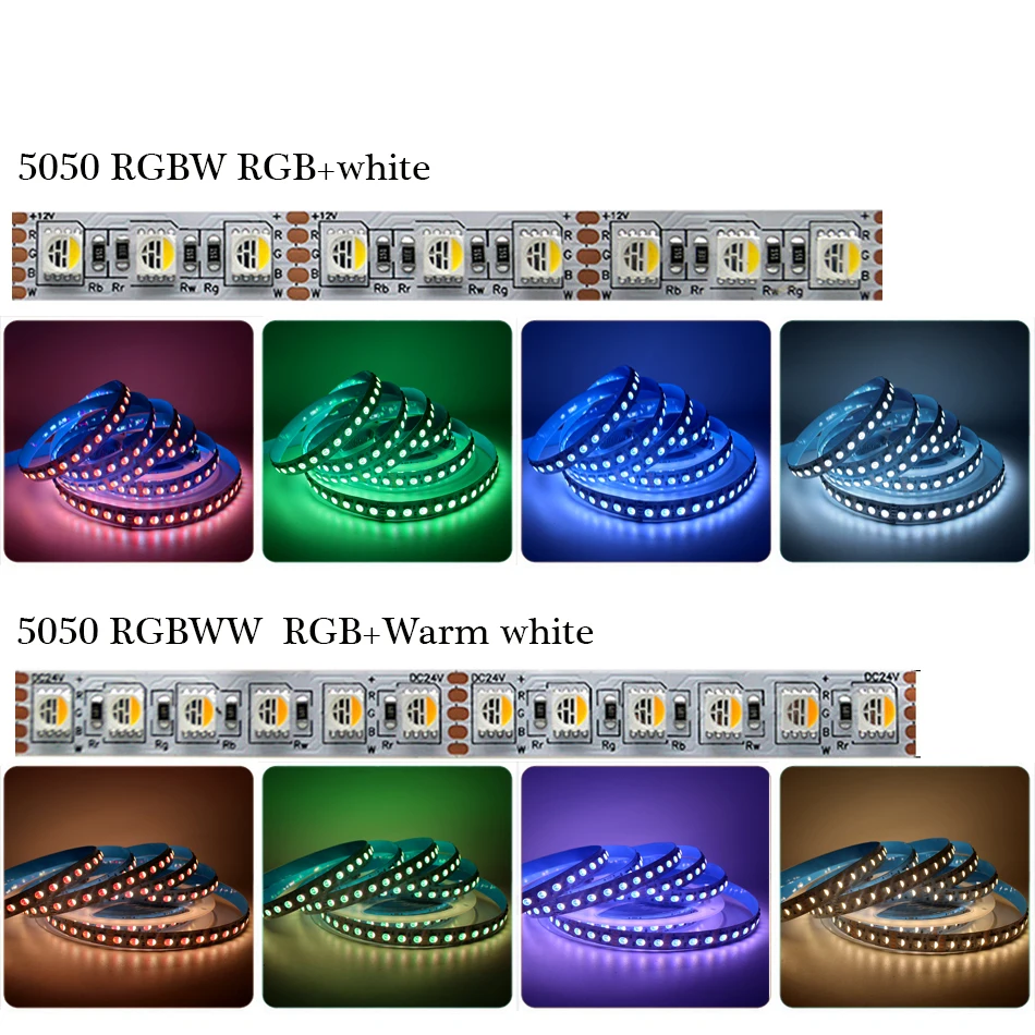 5050 RGBW RGBWW LED strip light 4in1 DC12V 108LEDs/m DC24V 120LEDs/m Flexible LED Tape IP30 non-waterproof 1M 2M 3M 5M