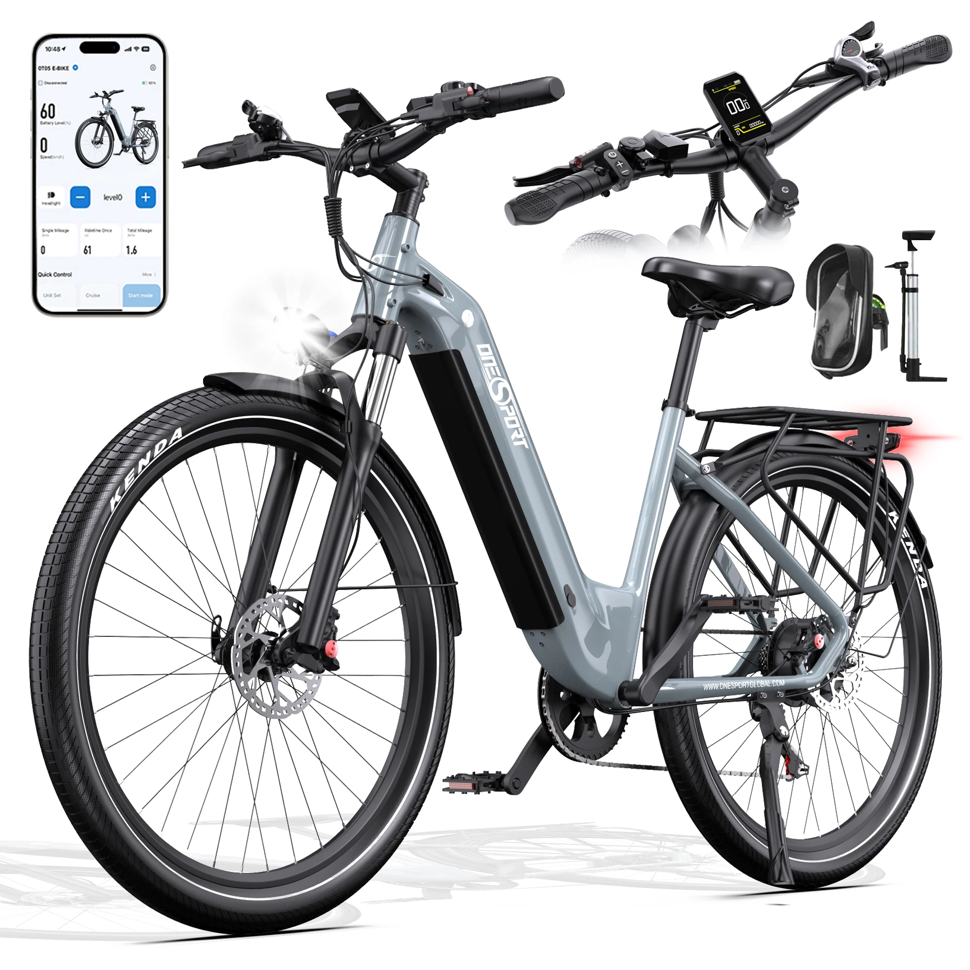 Image of EU-Lagerbestand ONESPORT OT05 27,5 Zoll E-Bike 250W Motor 36V 18,2AH Abnehmbarer Akku Ölbremse 7-Gang 25KM/H Urbanes Pendler-Elektrofahrrad