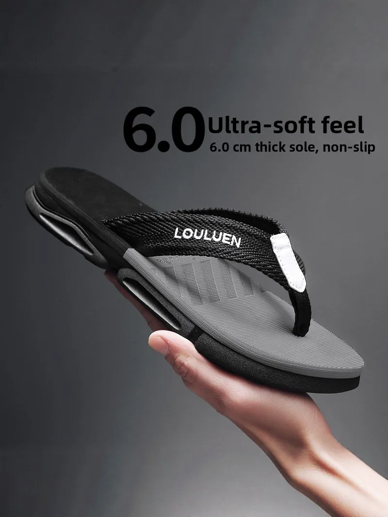 

Casual Men's Sandals Soft Bottom Slip-On Summer Anti-Slip Beach Sandals Comfortable Flat Heel Breathable Thong Slippers