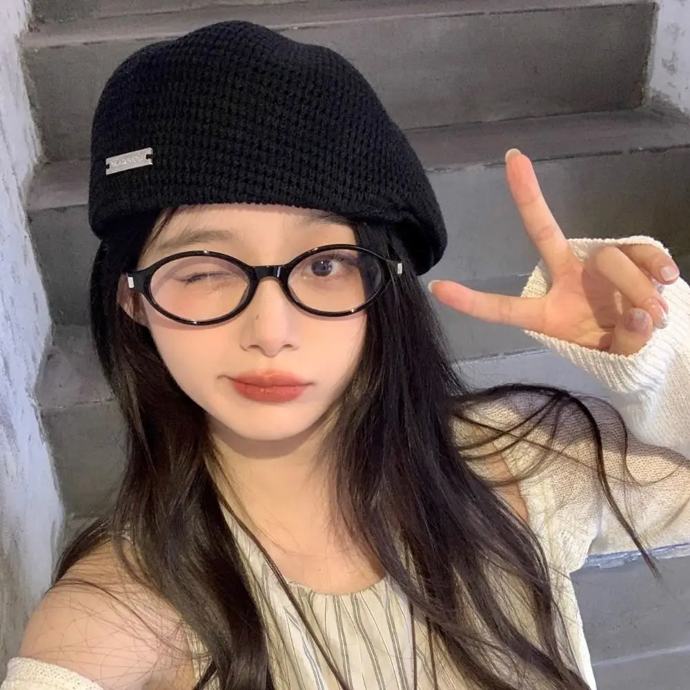 귀여운 통기성 있는 빈티지 일본 스타일 베레모 패션 화가 모자 크로셰 뜨개질 모자 여름용