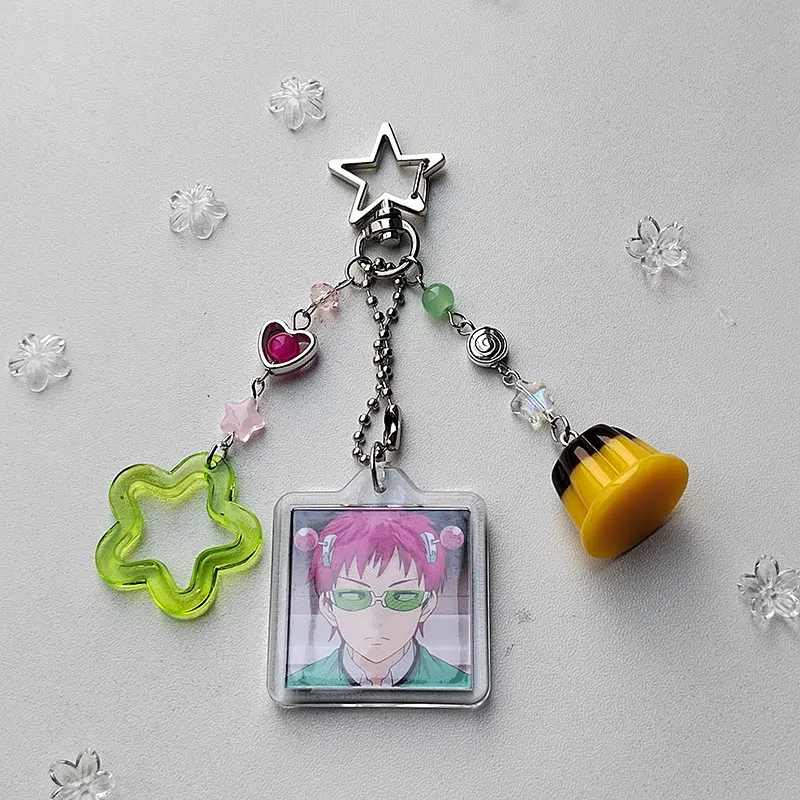 Saikik style keychain handmade pudding mobile phone charm