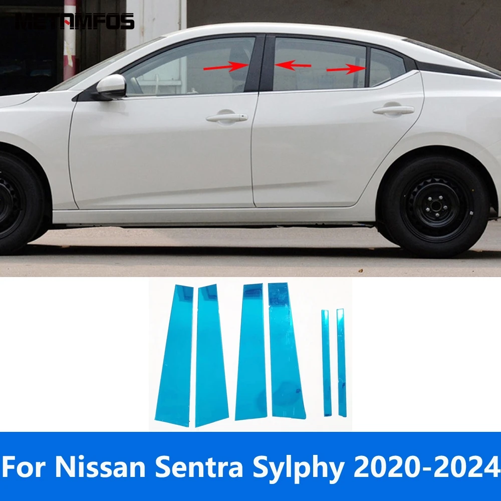 For Nissan Sentra Sylphy 2020-2022 2023 2024 Car Window Center B C Pillar Posts Cover Trim Sticker Bezel Accessories Car Styling