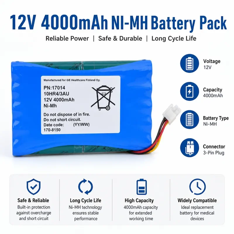 for GE 10HR4/3AU 17014 Datex-Ohmeda S/5CAM Monitor Battery General Purpose Replacement