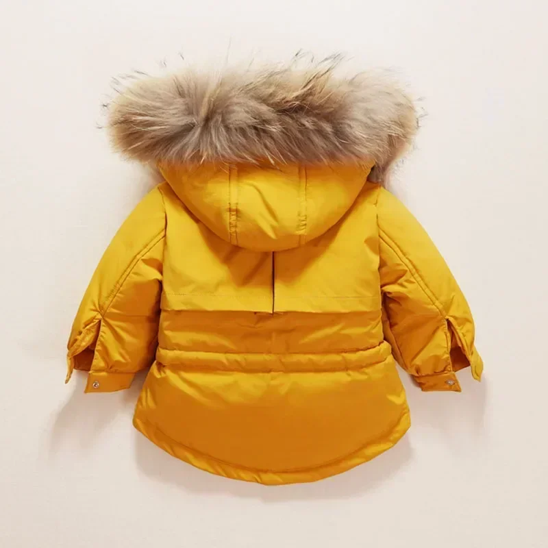 Winter Children Clothing Set Baby Boy Girl Clothes Warm Down Jacket Coat Jumpsuit Snowsuit Kids Parka Real Fur Overalls Overcoat