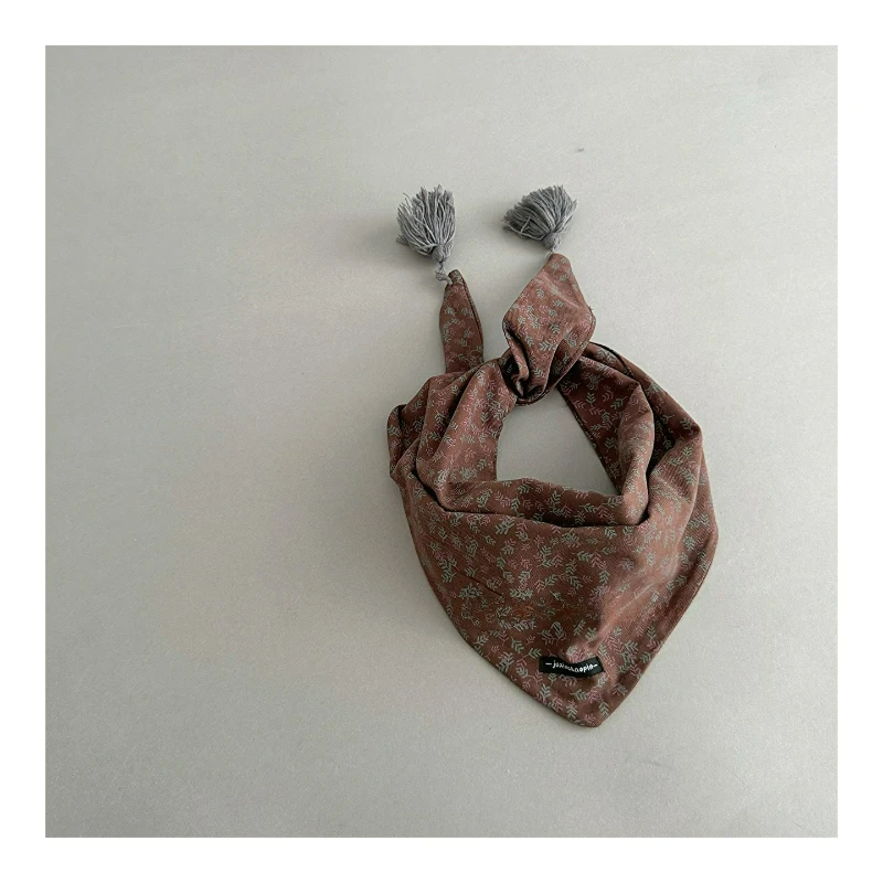 وشاح مثلث فني عتيق مع شرابات زهرية للأطفال، مقاوم للرياح لتدفئة الرقبة للأولاد والبنات، متعدد الاستخدامات #2