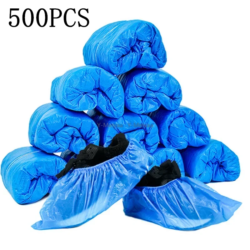 100-600PCS Disposable Shoe Cover PE Waterproof Shoe Cover Non-slip Foot Cover Indoor For Construction Workplace Carpet