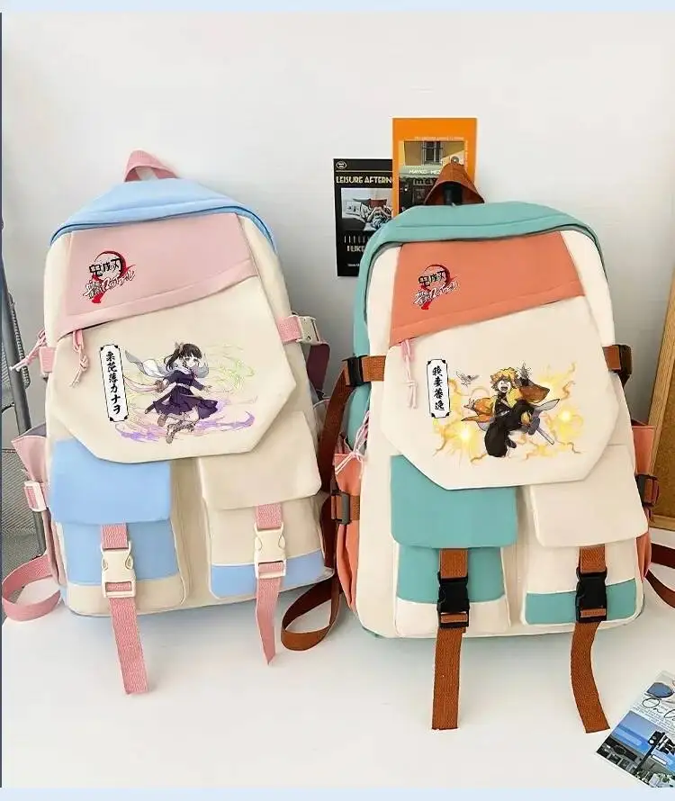 أنيمي لعبة أسود أزرق أخضر أحمر شيطان القاتل كيميتسو نو يابا طالب المراهقين حقائب مدرسية حقائب الظهر
