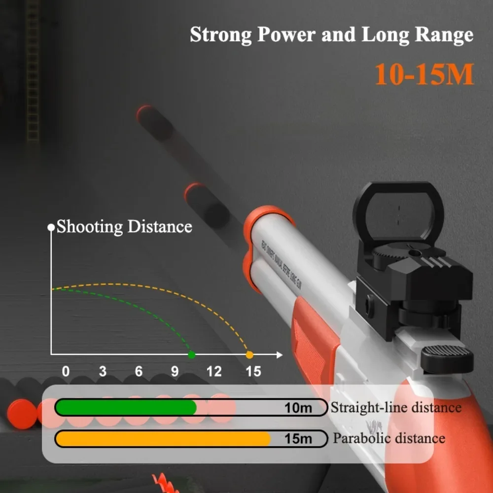 S686 Doppelfaden-Spielzeugpistole Soft Bullet Waffenwerfer Manuell geladenes Outdoor-Sport-CS-Schießspiel für Kinder als Geschenk