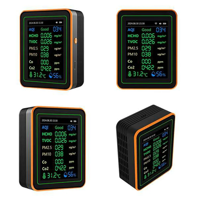L62A 공기 품질 감지기 12 In 1 공기 품질 테스터 온도 습도 측정기 CO/CO2/HCHO/TVOC/AQI/PM2.5/PM10