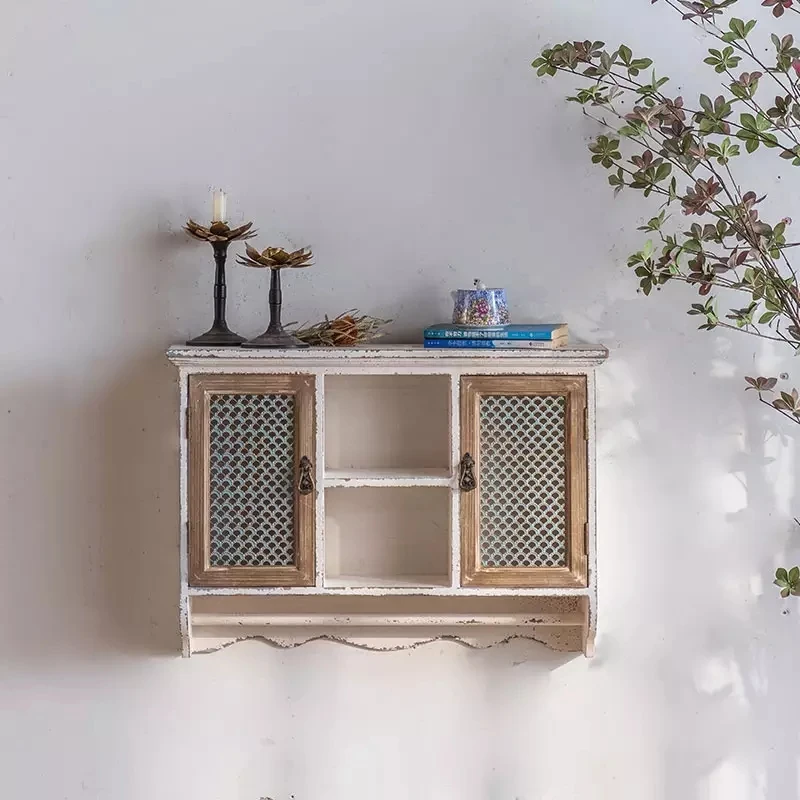 

Wooden Decorative Wall Mounted Storage Rack Floating 2 Door Wooden Wall Mounted Rack