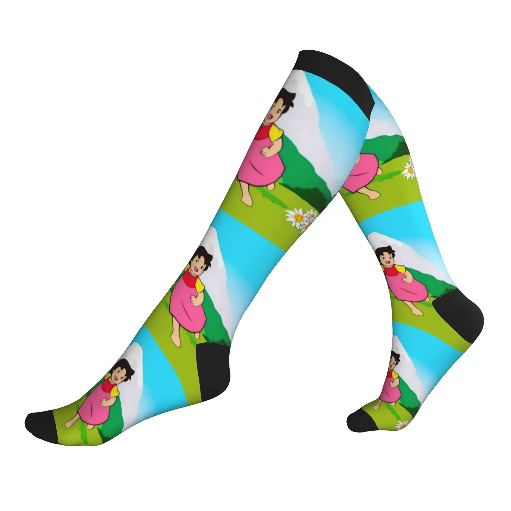 Heidi Races Against Peter And Alps Mountain Men's Sports Compression Socks Unisex Cute  Spring Summer Autumn Winter Dress Socks